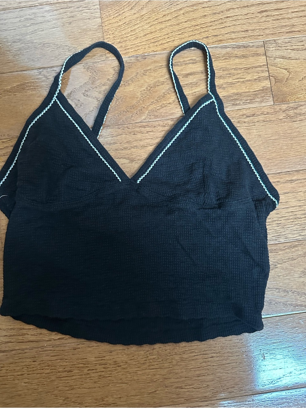 Cotton On Black crop top with Cream Contrast Trim
